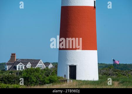 Sankaty Head Light auf Nantucket Island; Nantucket, Siasconset, Massachusetts, Vereinigte Staaten von Amerika Stockfoto