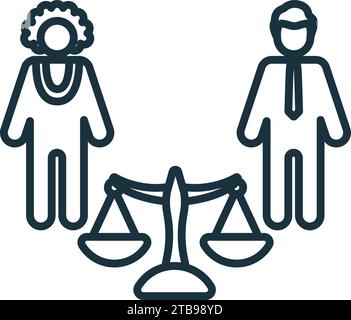 Symbol für Rassengerechtigkeit. Einfarbiges einfaches Zeichen aus sozialen Gründen und Aktivismus-Sammlung. Symbol für Rassengerechtigkeit für Logo, Vorlagen und Webdesign Stock Vektor