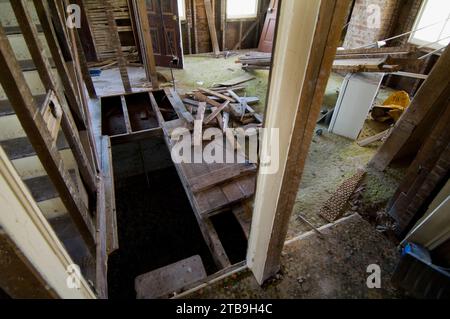 Bau eines Bauernhauses, Renovierung des Innenraums; Dunbar, Nebraska, Vereinigte Staaten von Amerika Stockfoto