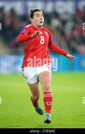 Angharad James in Wales beim Spiel der Gruppe A3 der UEFA Women's Nations League im Stadion Swansea.com in Wales. Bilddatum: Dienstag, 5. Dezember 2023. Stockfoto