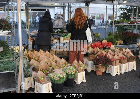 Kopenhagen, Dänemark /05 Dezember 2023/. Blumensträuße gibt es bei einem Händler in der dänischen Hauptstadt Kopenhagen. (Photo.Francis Joseph Dean/Dean Pictures) Stockfoto