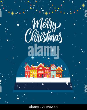 Dekorative Weihnachtskugel Winterhäuser Stock Vektor