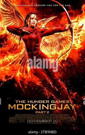 The Hunger Games: Mockingjay – Teil 2 (2015) von Francis Lawrence mit Jennifer Lawrence, Josh Hutcherson, Liam Hemsworth und Donald Sutherland. Finale für die Großbildverfilmung von Suzanne Collins’ dystopischen Romanen. US-Poster mit einem Blatt ***NUR FÜR REDAKTIONELLE ZWECKE***. Quelle: BFA/Lionsgate Stockfoto