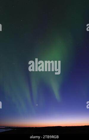 Aurora Borealis mit Venus und Jupiter vom Hotel Ranga am 14. März 20023 Stockfoto