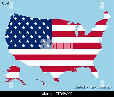 vereinigte staaten von Amerika USA Karte mit Flagge Stock Vektor