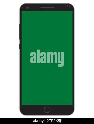 Mobiltelefon mit grünem Bildschirm, leerer Bildschirm Stock Vektor