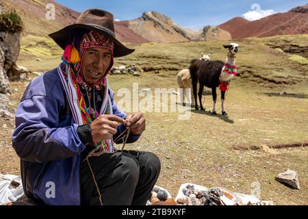 Porträt eines peruanischen Verkäufers Stockfoto