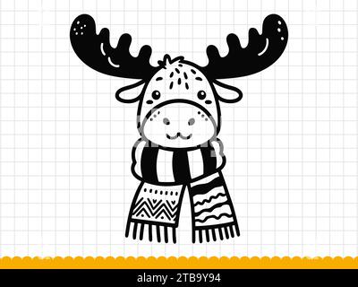 Schwarze Silhouette von süßen und lustigen weihnachtselchen. . Vektorabbildung Stock Vektor