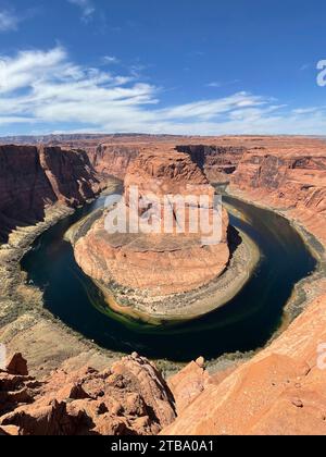 Horseshoe Bend vom Aussichtspunkt aus gesehen, Page, Arizona. Stockfoto