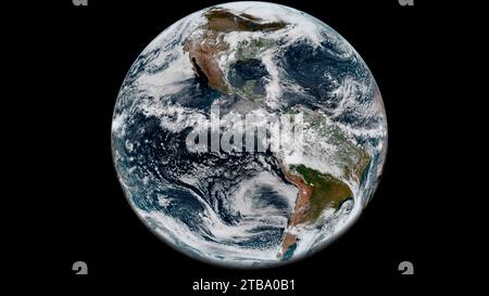 Satellitenansicht der westlichen Hemisphäre auf dem Planeten Erde. Stockfoto