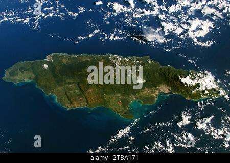 Blick aus der Luft auf die Insel Jamaika. Stockfoto