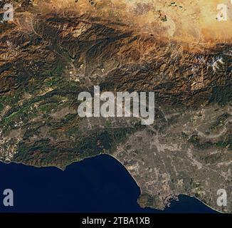 Satellitenansicht in Naturfarben auf Los Angeles in Kalifornien. Stockfoto