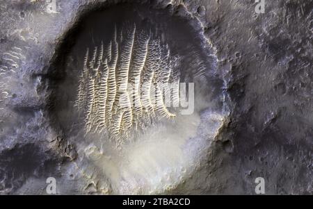 Airy-0-Krater auf dem Mars. Stockfoto