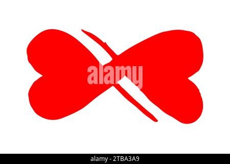 Unendlichkeits-Symbol mit zwei sich schneidenden Herzen. Handbemalt mit schwarzer Farbe. Grunzige Pinselführung. Vektorgrafik. Stock Vektor