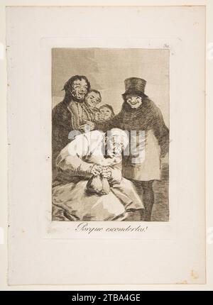 Platte 30 aus Los Caprichos: Warum verstecken? (Porque Econderlos?) 1918 von Goya (Francisco de Goya y Lucientes) Stockfoto