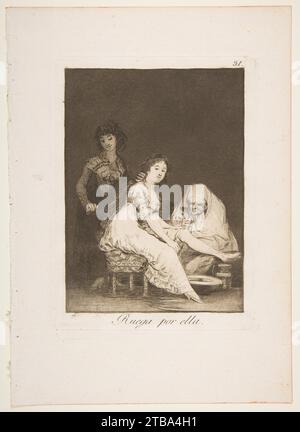 Platte 31 aus „Los Caprichos“: Sie betet für sie (Ruega por ella) 1918 von Goya (Francisco de Goya y Lucientes) Stockfoto