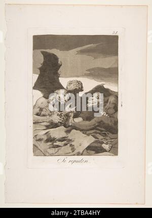 Platte 51 aus 'Los Caprichos': Sie beschweren sich (SE repulen) 1918 von Goya (Francisco de Goya y Lucientes) Stockfoto