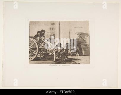 Platte 64 aus "die Kriegskatastrophen" (Los Desastres de la Guerra): "Cartloads zum Friedhof" (Carretadas al cementerio) 1922 von Goya (Francisco de Goya y Lucientes) Stockfoto