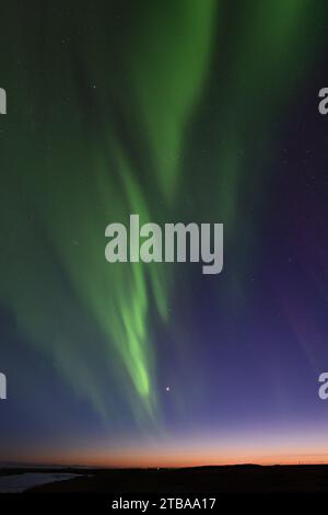 Aurora Borealis mit Venus und Jupiter vom Hotel Ranga am 14. März 20023 Stockfoto