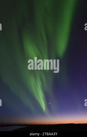 Aurora Borealis mit Venus und Jupiter vom Hotel Ranga am 14. März 20023 Stockfoto