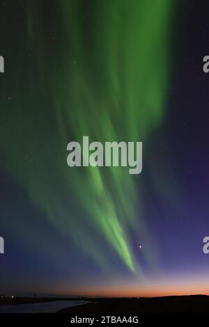Aurora Borealis mit Venus und Jupiter vom Hotel Ranga am 14. März 20023 Stockfoto