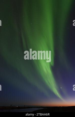 Aurora Borealis mit Venus und Jupiter vom Hotel Ranga am 14. März 20023 Stockfoto