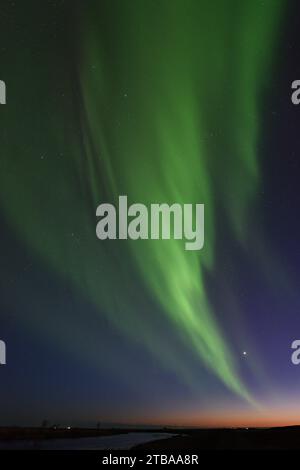Aurora Borealis mit Venus und Jupiter vom Hotel Ranga am 14. März 20023 Stockfoto