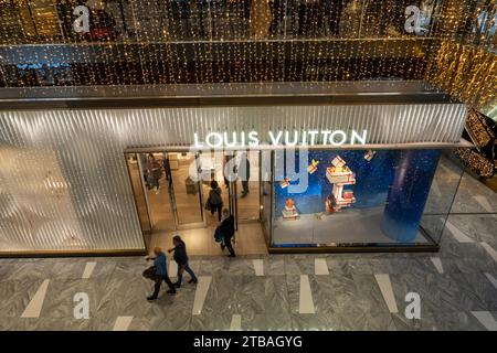 Das Einkaufszentrum Hudson Yards steht während der Weihnachtszeit unter dem Motto „Shine Bright“, New York City, USA 2023 Stockfoto