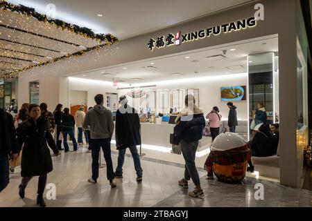 Das Einkaufszentrum Hudson Yards steht während der Weihnachtszeit unter dem Motto „Shine Bright“, New York City, USA 2023 Stockfoto