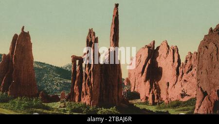 Cathedral Spires, Garden of the Gods, Colorado Springs, Colorado 1898. Stockfoto