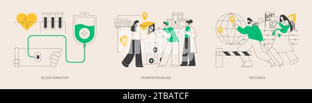 Humanitäre Hilfe abstrakte Konzept Vektor Illustrationen. Stock Vektor