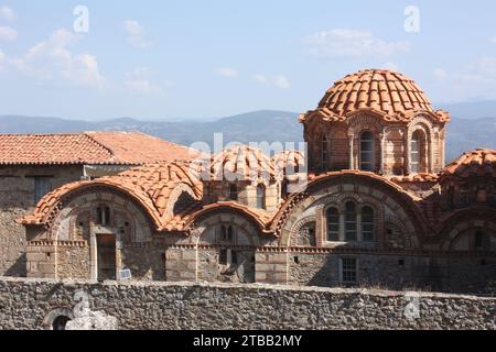 St. Christoph Heilig-Orthodoxe Kirche, Mystras, Peloponnes, Griechenland Stockfoto