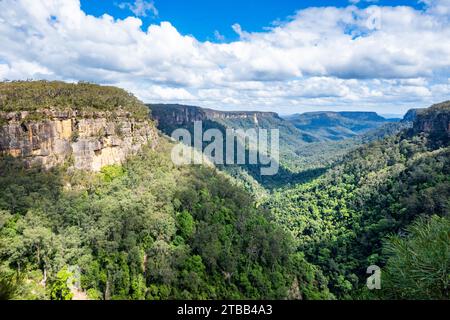 Atemberaubende Landschaft an den Fitzroy Falls. Morton National Park, New South Wales, Australien. Stockfoto