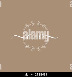 CC Handschriftenlogo mit Initialunterschrift, Hochzeits- und Modekonzept Stock Vektor