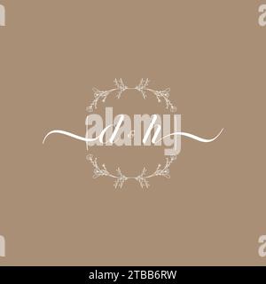 DH Handschriftenlogo mit Initialunterschrift, Hochzeits- und Modekonzept Stock Vektor