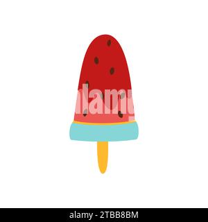 Buntes Wassermalon-Eis auf einer Stock-Vektor-Illustration. Farblich minimalistische Sommerillustration Stock Vektor