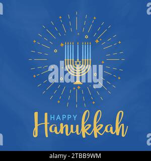 Happy Hanukkah Grußkarte Mit Menorah Stock Vektor