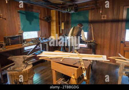 Der Fahrradladen der Wright Brothers im Carillon Historical Park, Museum in Dayton, Ohio, Amerika Stockfoto