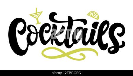 Cocktails Vektor-Logo-Abzeichen handgeschriebene Buchstaben Stock Vektor
