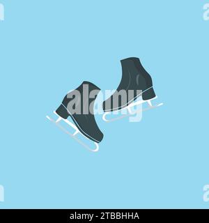 Schlittschuhlaufen-Symbol. Flacher Satz von Schlittschuhvektorsymbolen für Webdesign. Wintersportschuhe für Eislaufwettbewerbe isoliert Stock Vektor