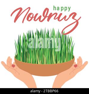 Postkarte, Glückwunsch zu Navruz. Iranischer religiöser Feiertag. Der 21. März ist die Feier der Ankunft des Frühlings nach dem astronomischen sol Stock Vektor