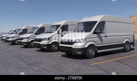 Reihe von allgemeinen Transportern auf dem Parkplatz Stockfoto