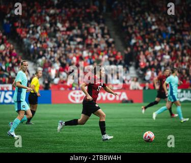 Vancouver, Kanada. Dezember 2023. Canada Womens International Freundschaftsspiel zwischen Kanada und Australien am BC Place, Vancouver, Kanada (Daniela Torres/SPP) Credit: SPP Sport Press Photo. /Alamy Live News Stockfoto