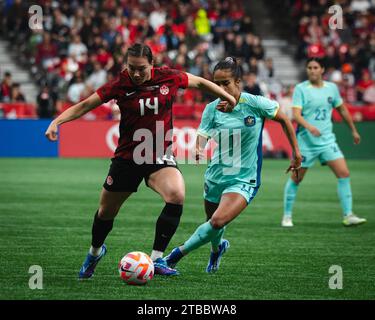 Vancouver, Kanada. Dezember 2023. Canada Womens International Freundschaftsspiel zwischen Kanada und Australien am BC Place, Vancouver, Kanada (Daniela Torres/SPP) Credit: SPP Sport Press Photo. /Alamy Live News Stockfoto