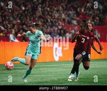 Vancouver, Kanada. Dezember 2023. Canada Womens International Freundschaftsspiel zwischen Kanada und Australien am BC Place, Vancouver, Kanada (Daniela Torres/SPP) Credit: SPP Sport Press Photo. /Alamy Live News Stockfoto