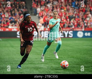 Vancouver, Kanada. Dezember 2023. Canada Womens International Freundschaftsspiel zwischen Kanada und Australien am BC Place, Vancouver, Kanada (Daniela Torres/SPP) Credit: SPP Sport Press Photo. /Alamy Live News Stockfoto