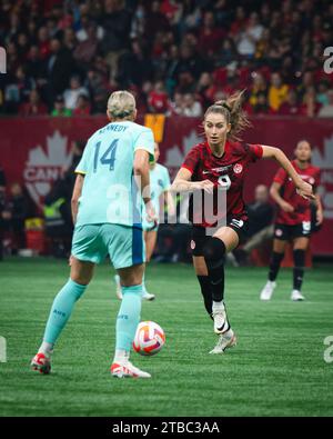 Vancouver, Kanada. Dezember 2023. Canada Womens International Freundschaftsspiel zwischen Kanada und Australien am BC Place, Vancouver, Kanada (Daniela Torres/SPP) Credit: SPP Sport Press Photo. /Alamy Live News Stockfoto