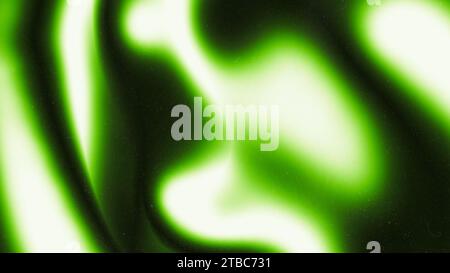Grüner, gelber und schwarzer Wellenverlauf, körniger Hintergrund. Beleuchtete Linien in grünen Säuretönen. Rauschstruktureffekt. Stockfoto