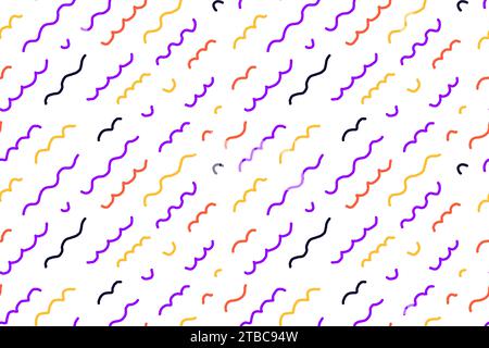 Naives nahtloses Schnörkelmuster mit hellen, handgezeichneten Linien auf hellem Hintergrund. Kreativer abstrakter Zeichenhintergrund im Squiggle-Stil. Abstraktes Prin Stock Vektor