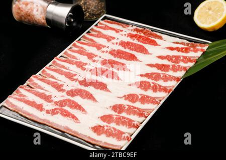 Schneidet Lappenfleisch für japanisches barbecue oder koreanisches barbecue。 Stockfoto